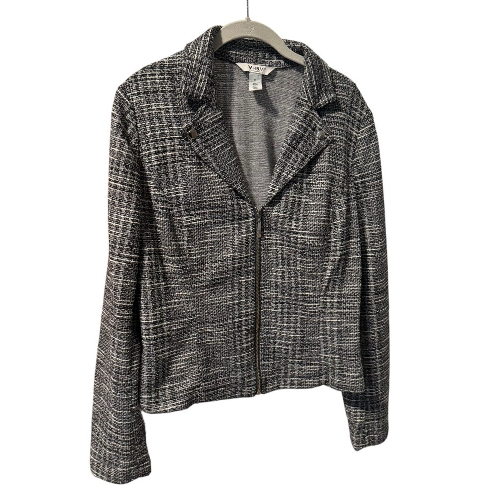 White House Black Market Black and White Blazer Houndstooth Pattern